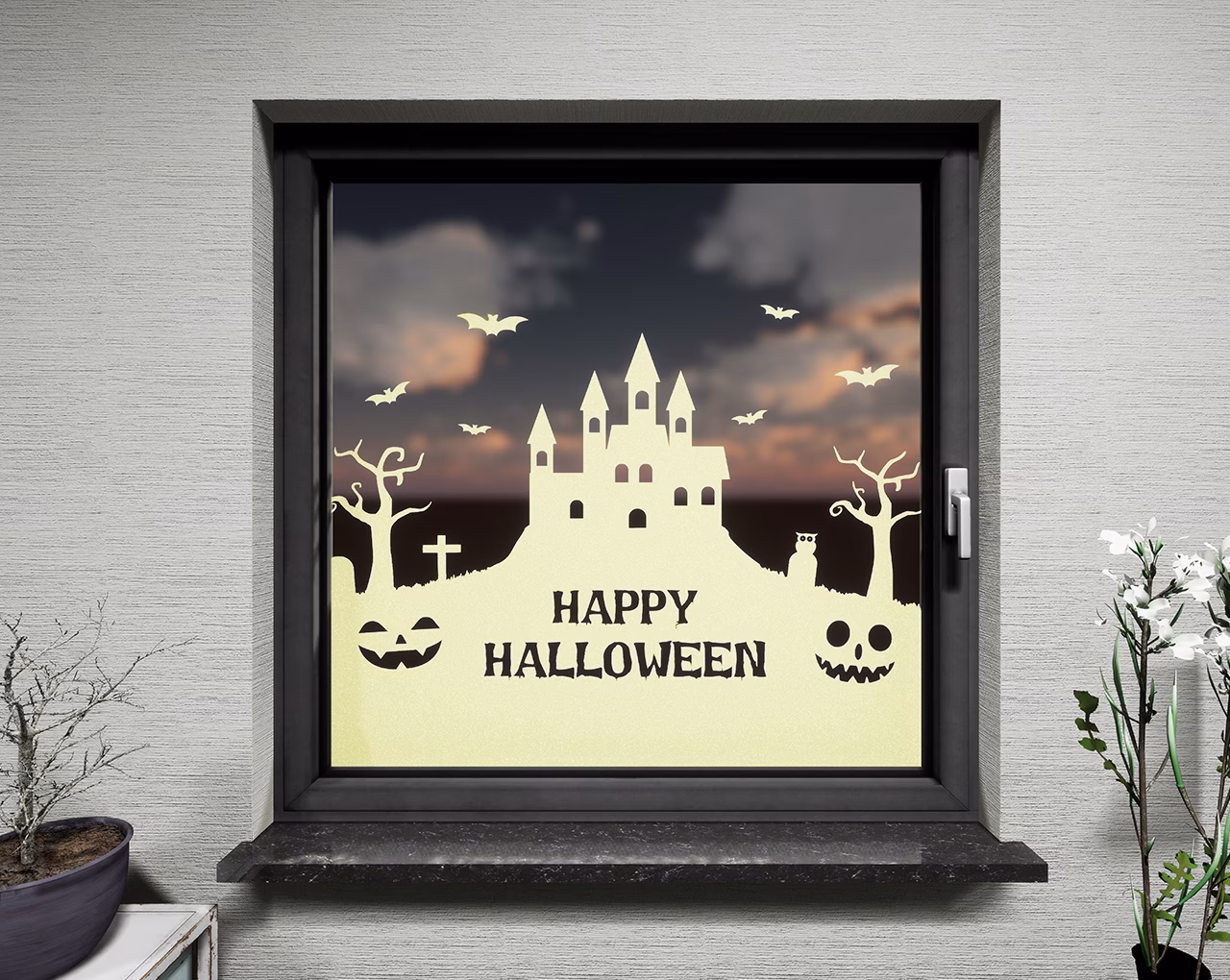 Glasdekor Halloween pastell gelb matt