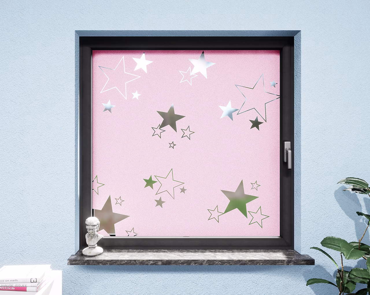 Glasdekor Sterne pastell rosa matt