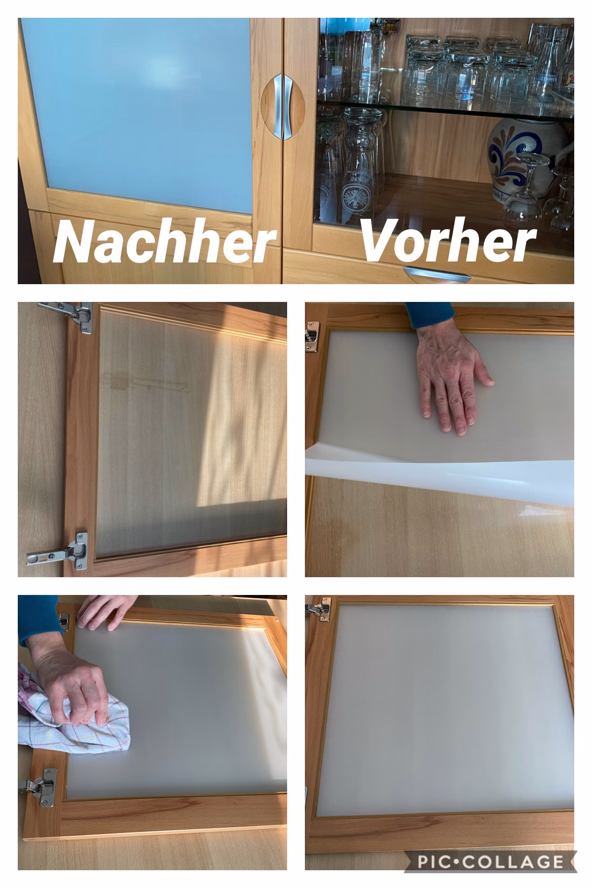 Vitrinenglas mit Sichtschutzfolie milchig gemacht