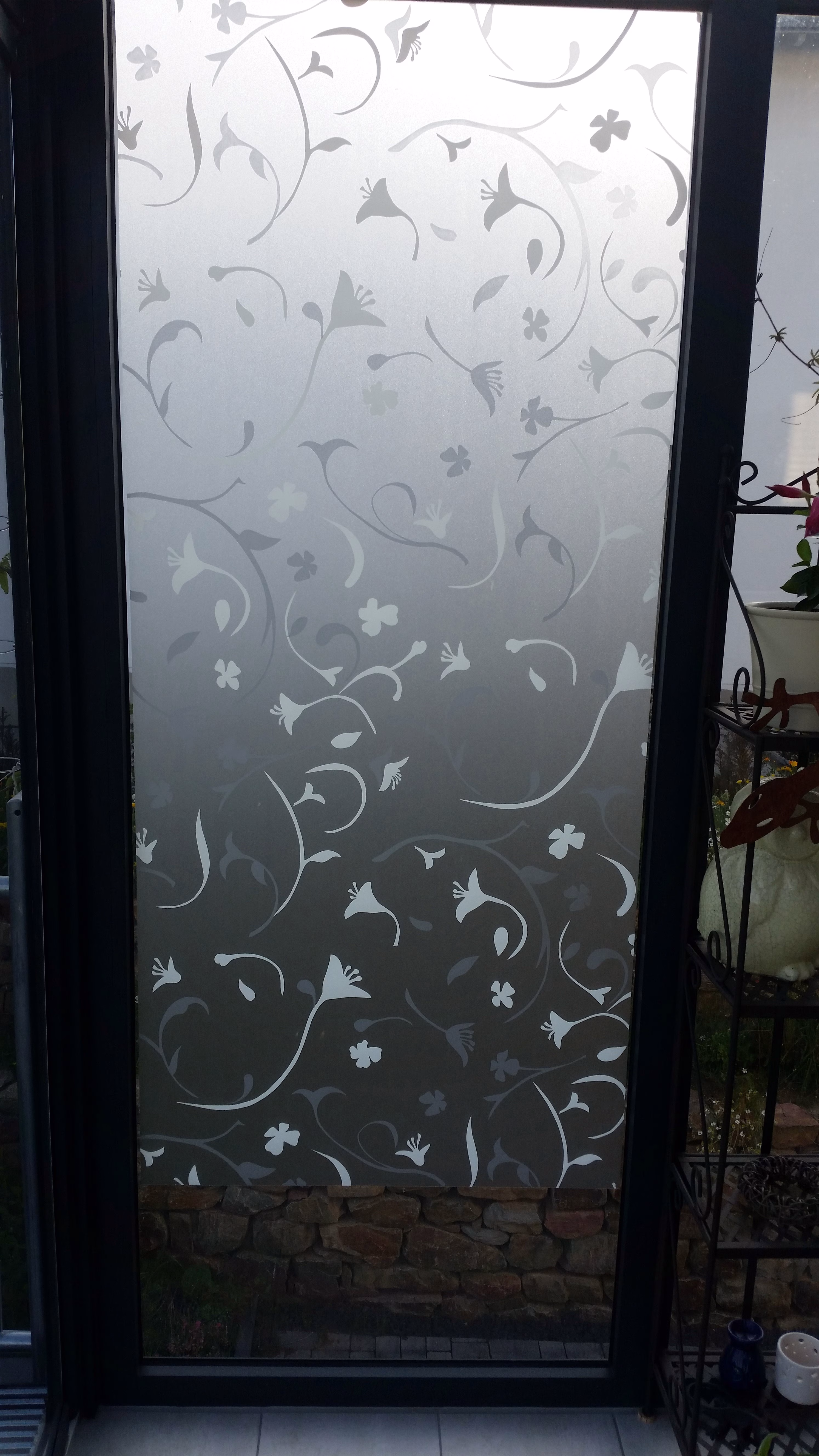 Blumen Sichtschutzfolie transparent weiß matt