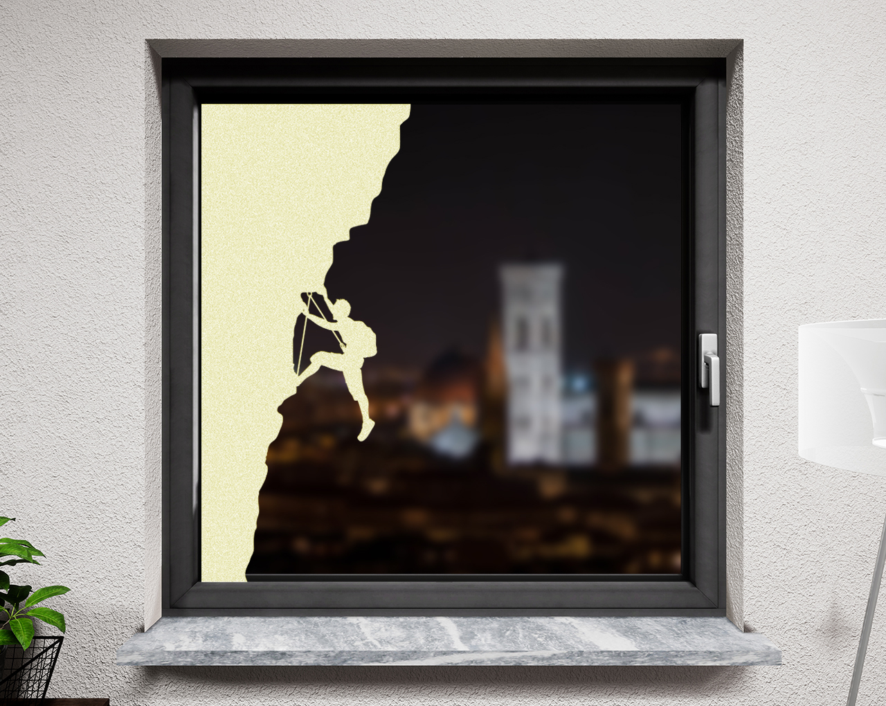 Fenstertattoo Climber pastell gelb matt
