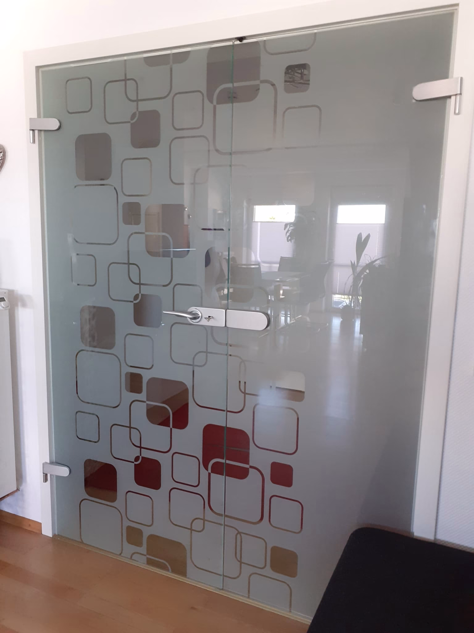 Dekorfolie, transparent-weiße abgerundete Quadrate