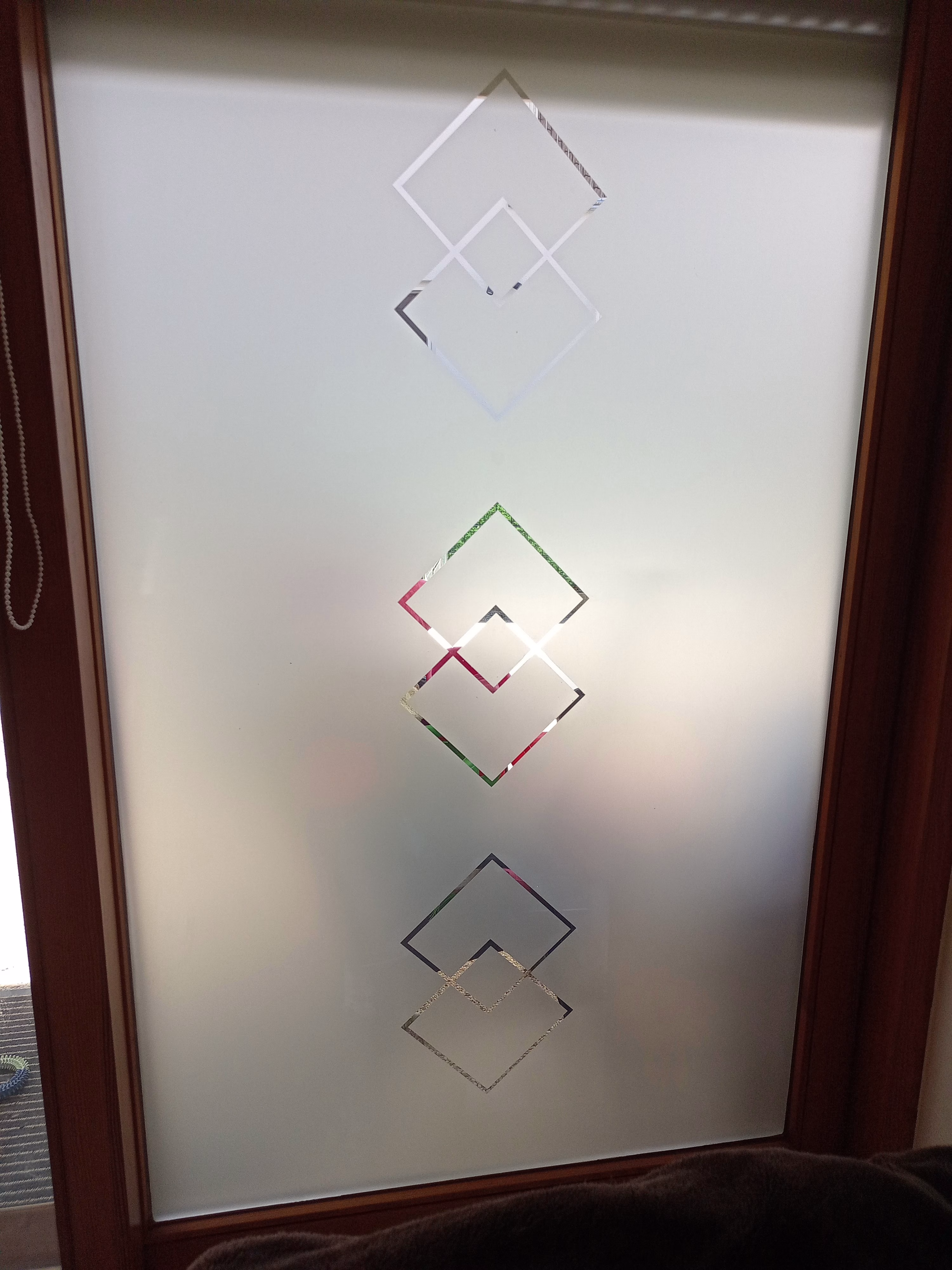 Glasdekor für Türen, überlappende Rauten