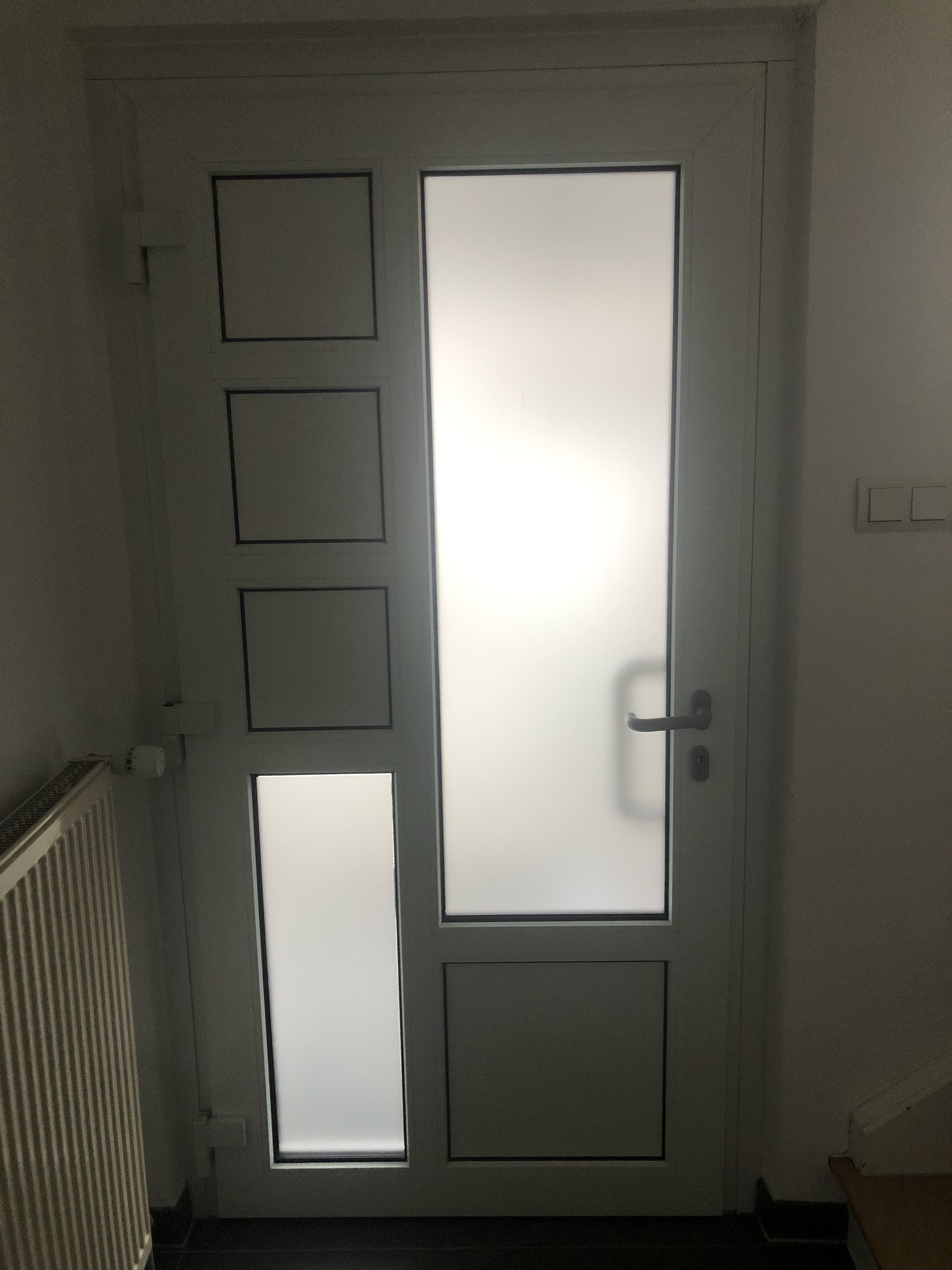 Haustür mit Adhäsionsfolie im Ätzglasdesign