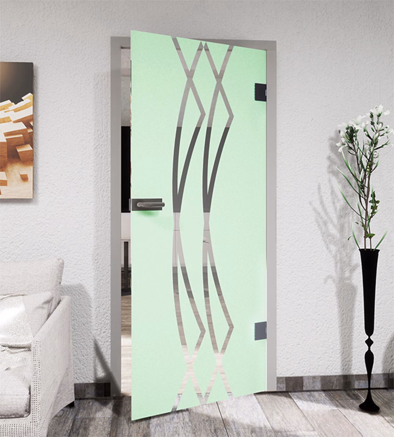 Glasdekor Bögen pastell grün matt