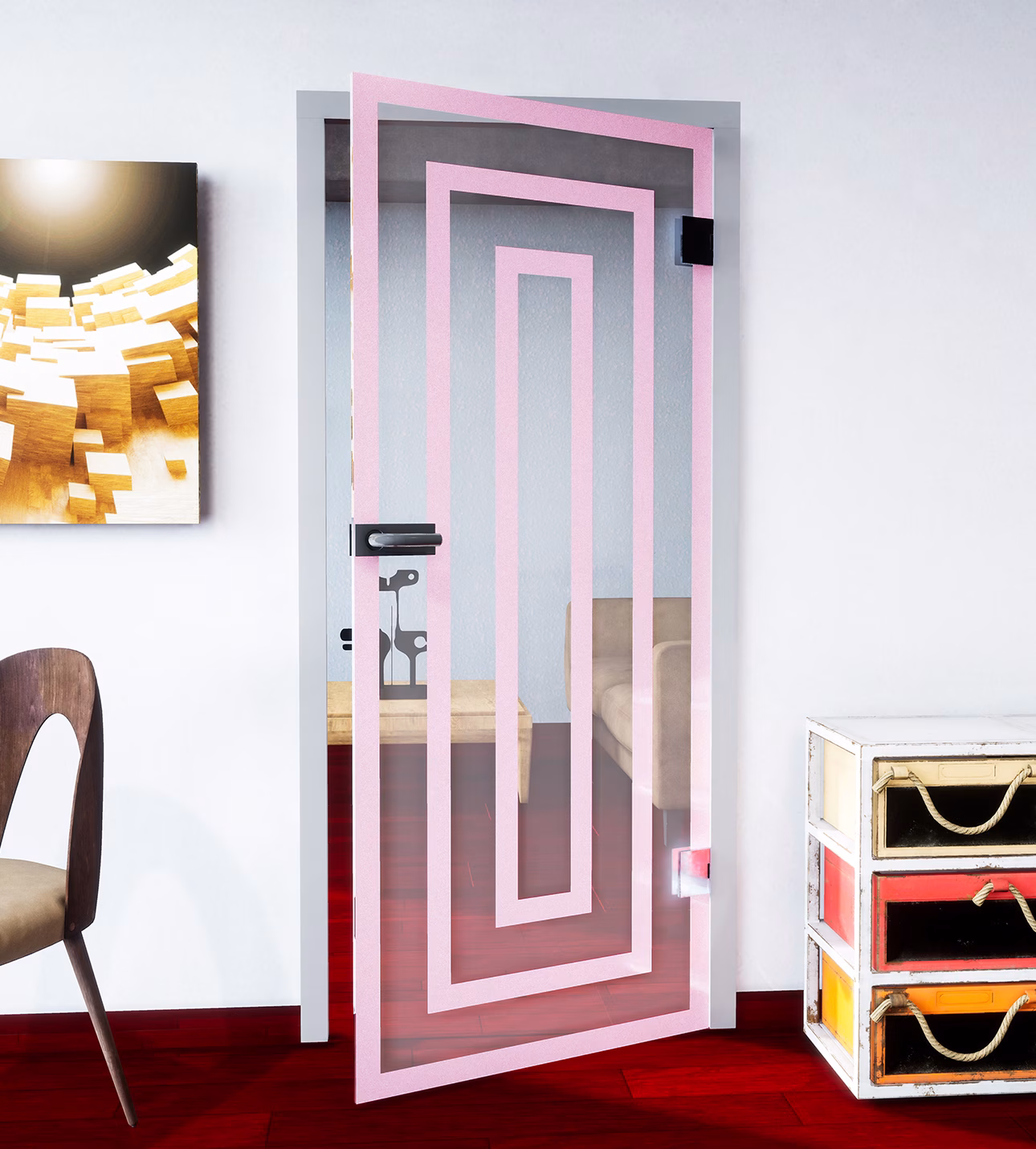 Glasdekor Impuls pastell rosa matt