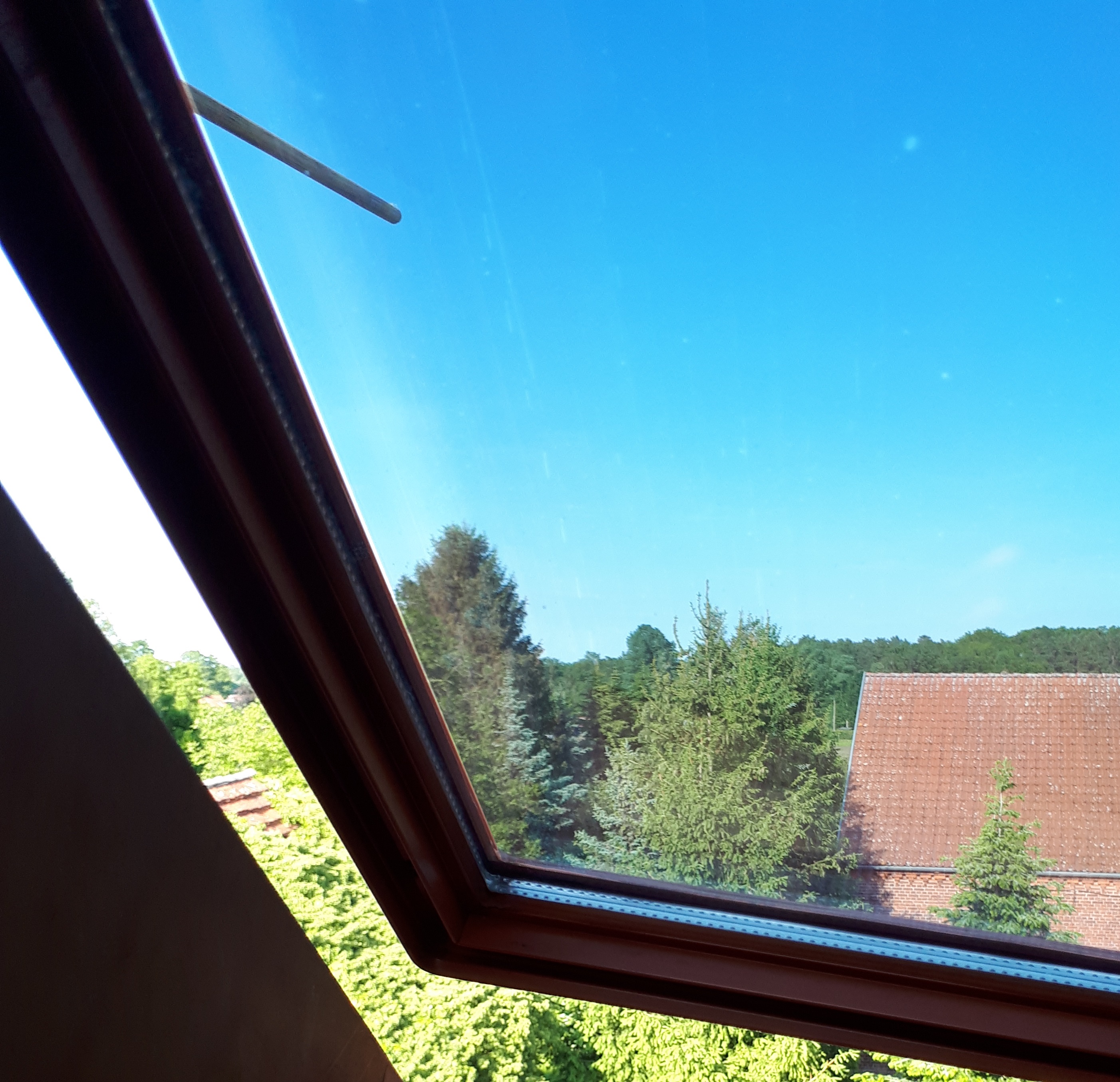 Dachfenster mit Sonnenschutzfolie, silber mittel verspiegelt