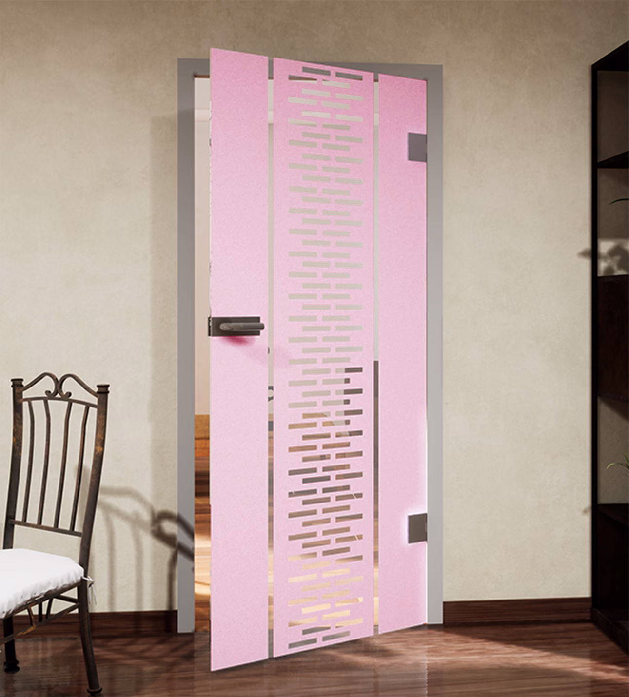 Glasdekor Reißverschluss pastell rosa matt