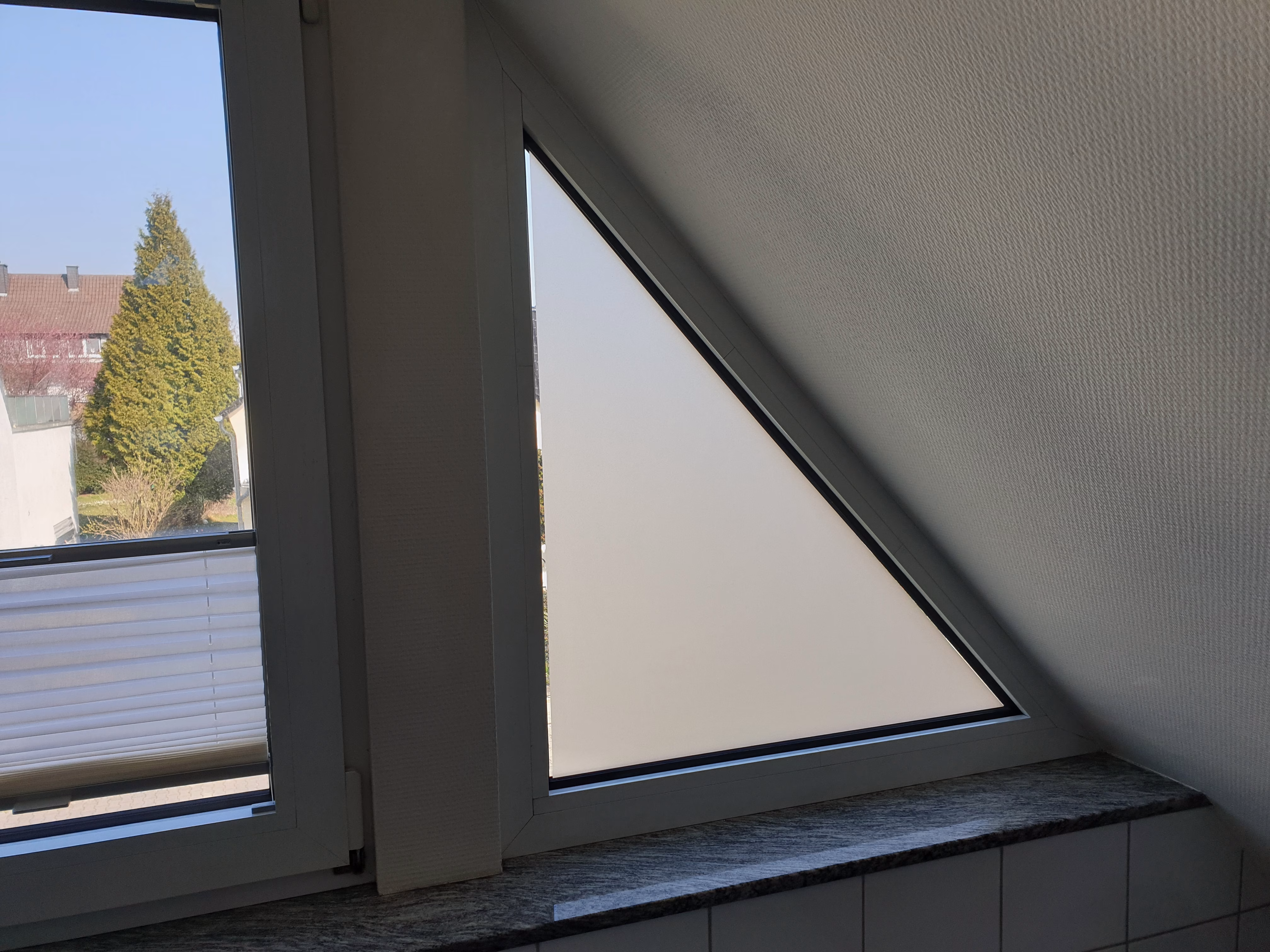 Satinato Fensterfolie Dreieck Zuschnitt