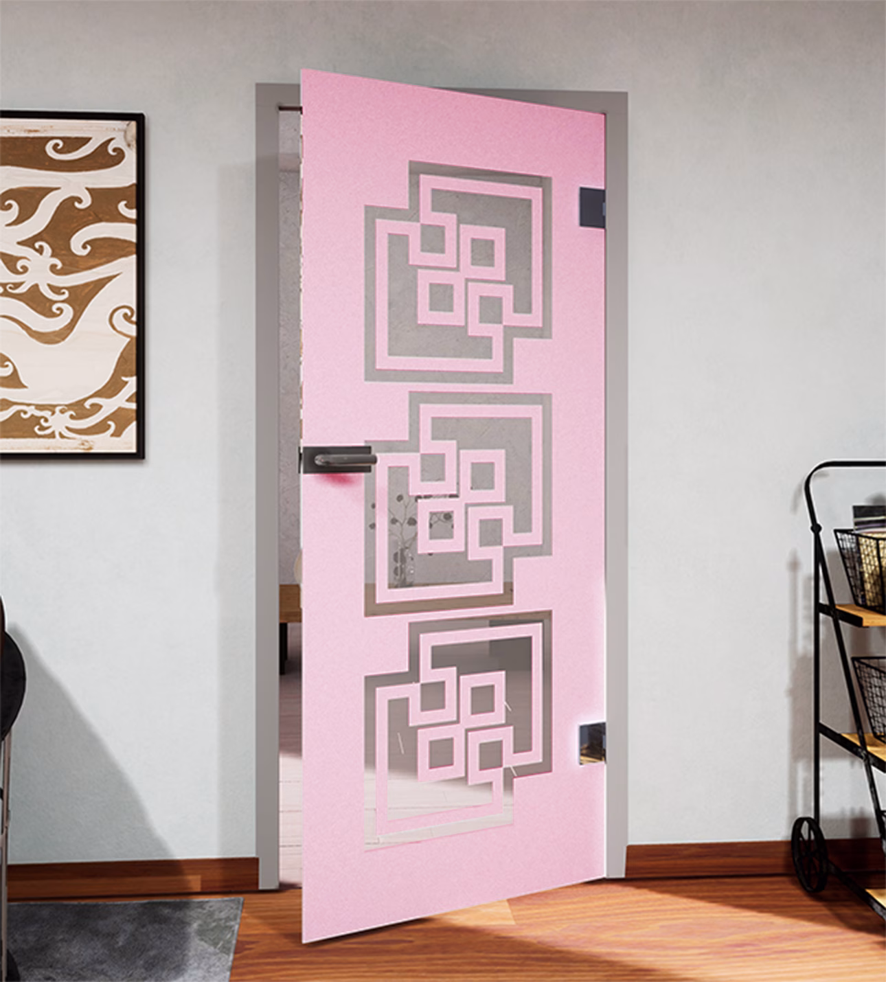 Glasdekor Sokoban pastell rosa matt