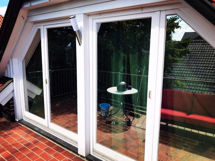 Sonnenschutzfolie außen silber dunkel verspiegelt mit Zuschnitt nach Maß