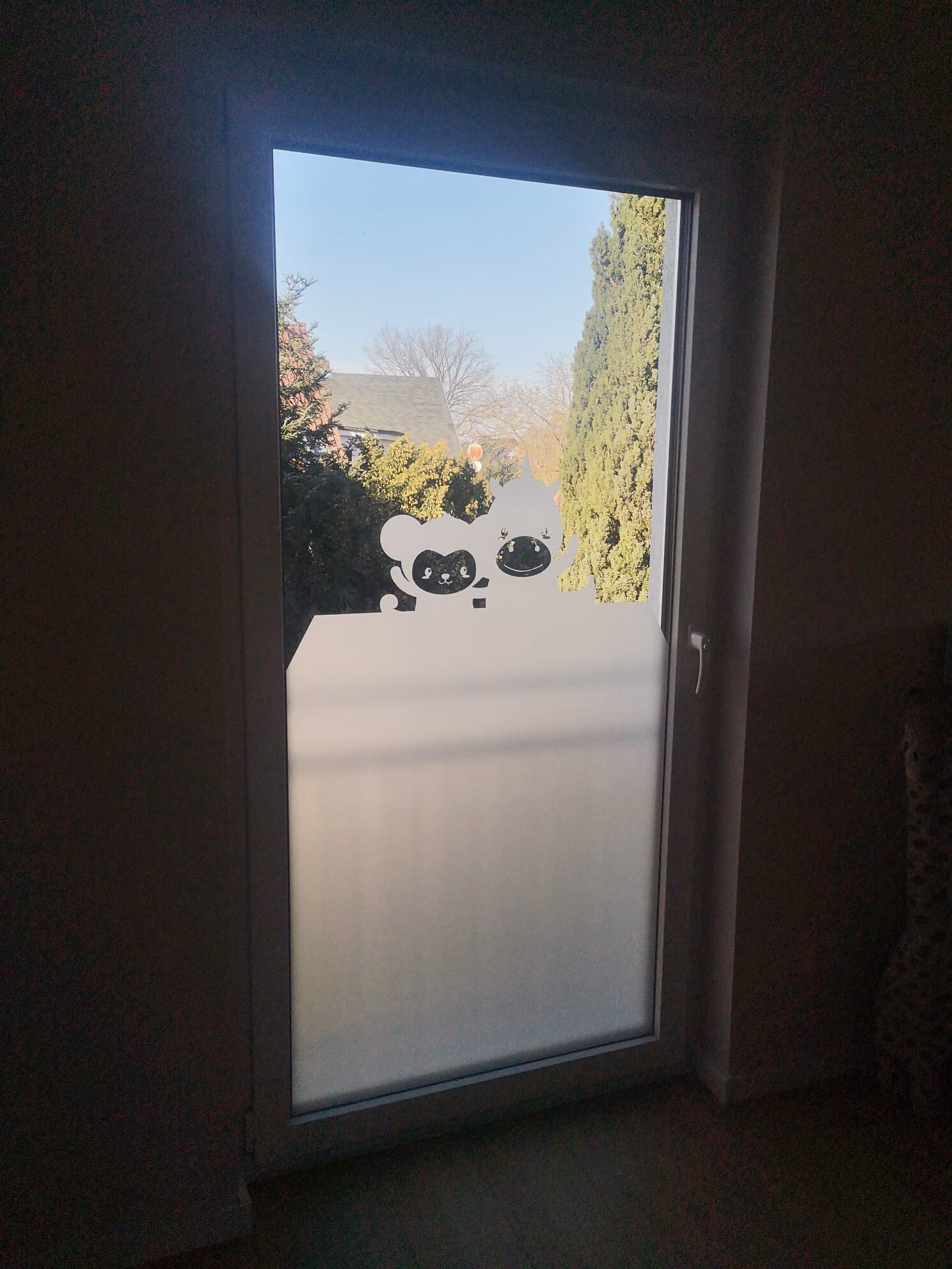 Glasdekor für Fenster, Affe und Einhorn