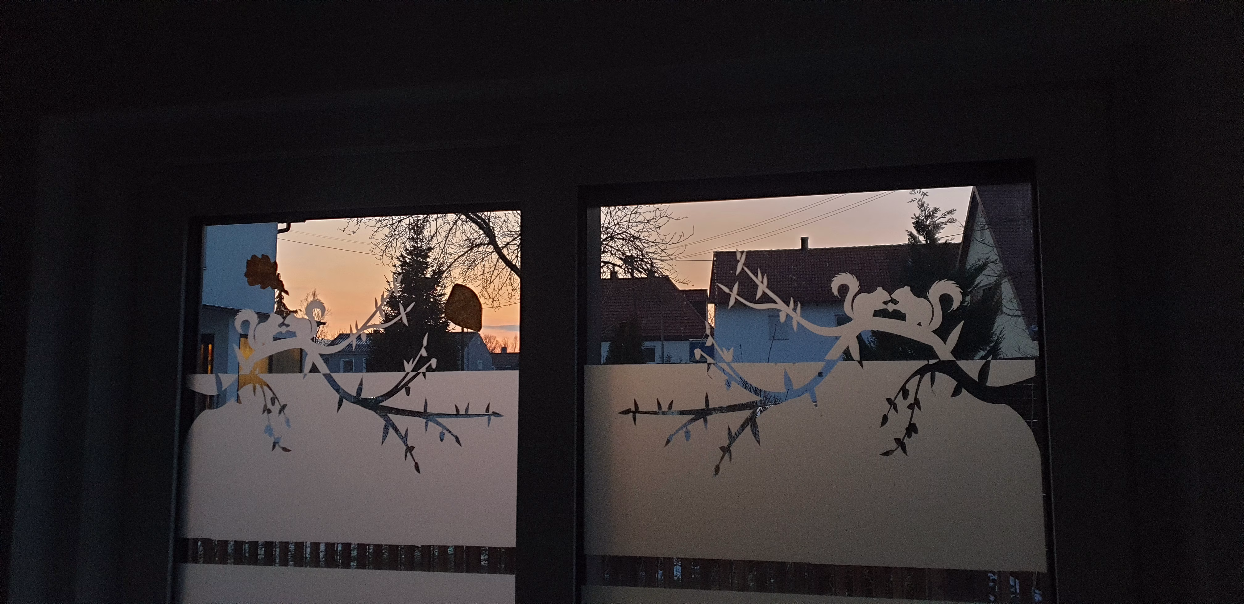 Glasdekor für Fenster, Eichhörnchen