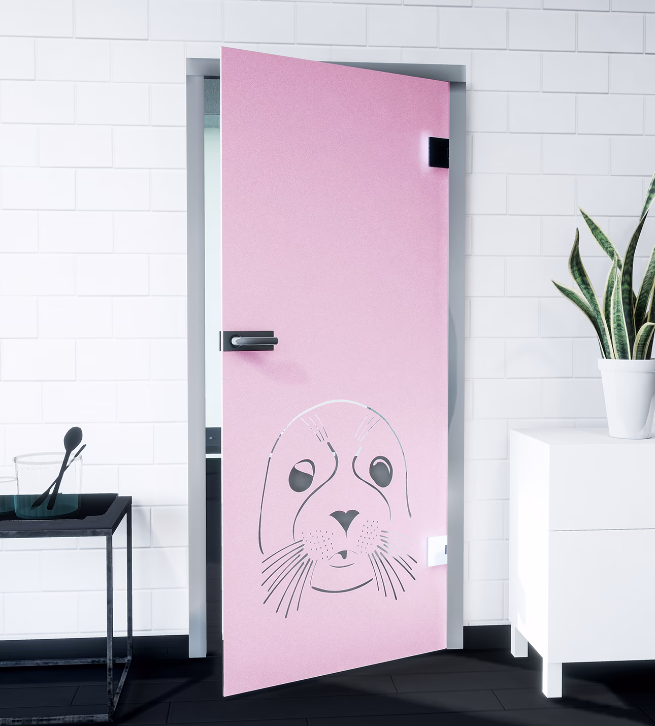 Glasdekor Robbe pastell rosa matt