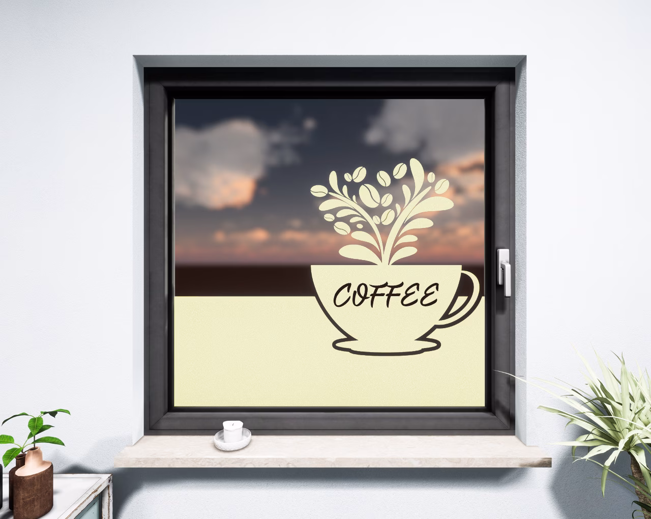 Glasdekor Kaffeetasse pastell gelb matt