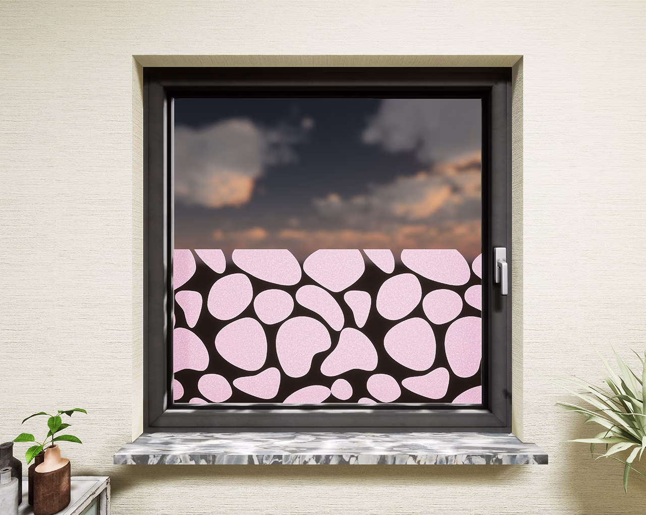 Glasdekor Kieselsteine pastell rosa matt