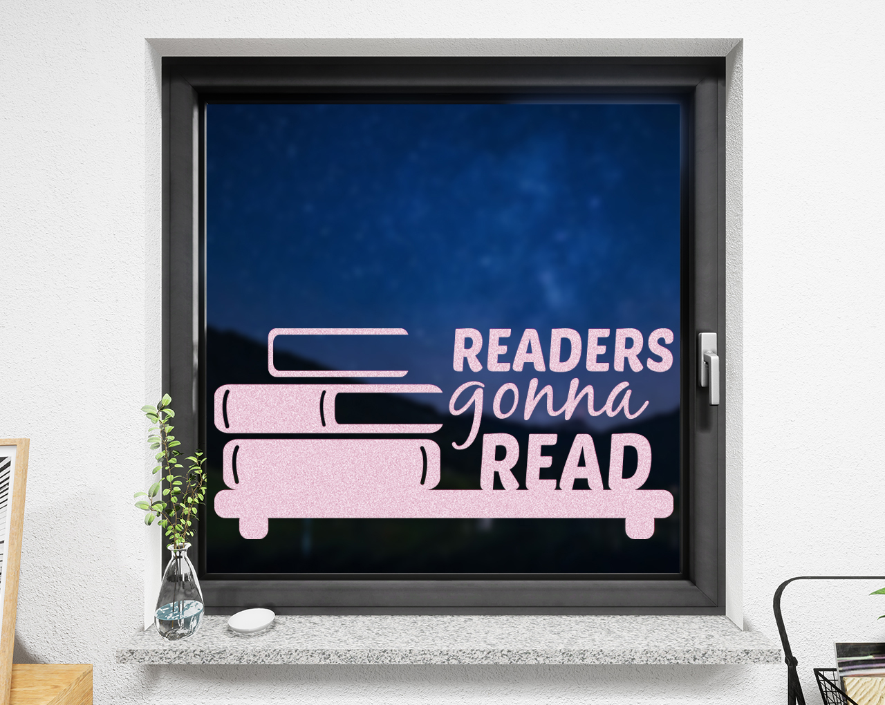 Fenstertattoo Readers pastell rosa matt