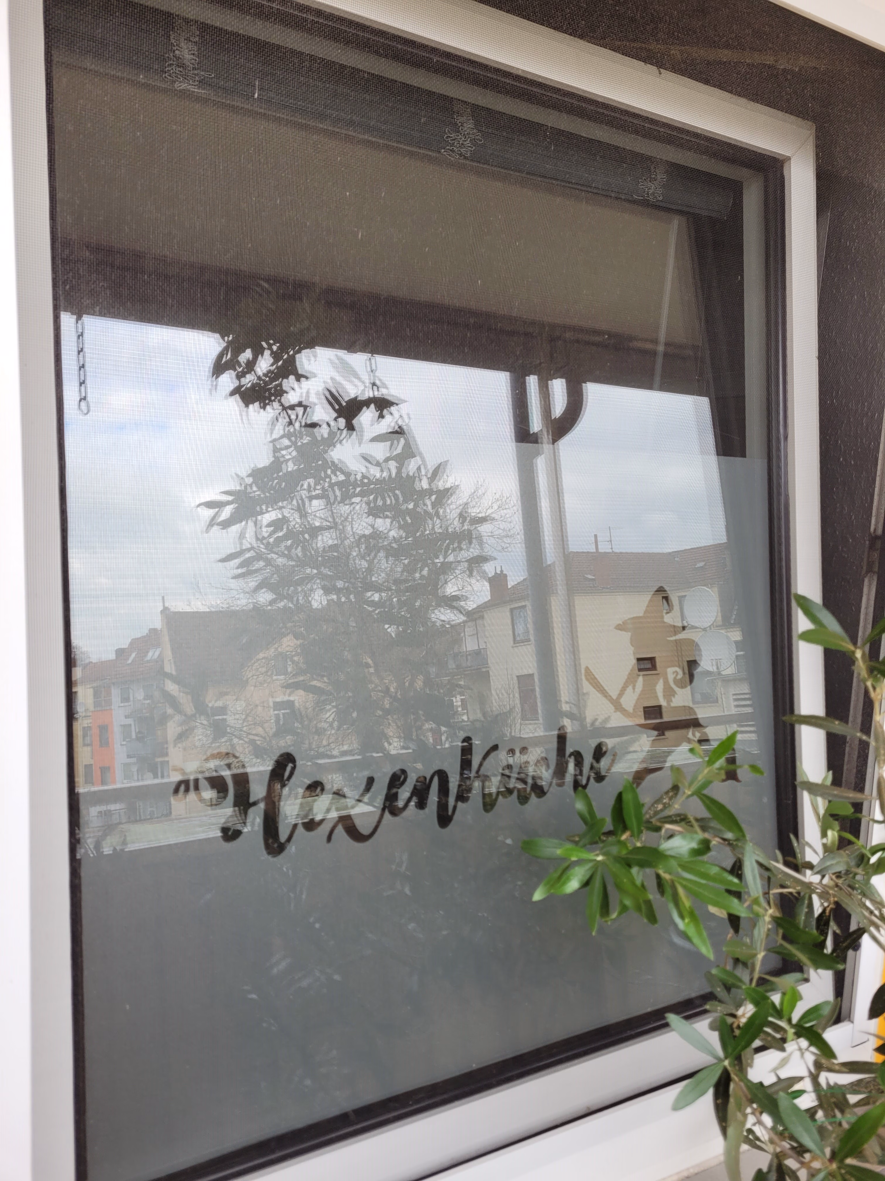 Glasdekor für Fenster, Hexenküche