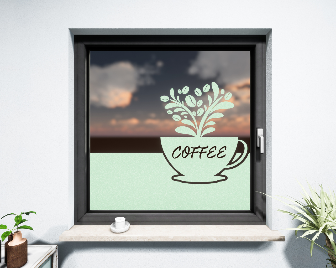 Glasdekor Kaffeetasse pastell grün matt
