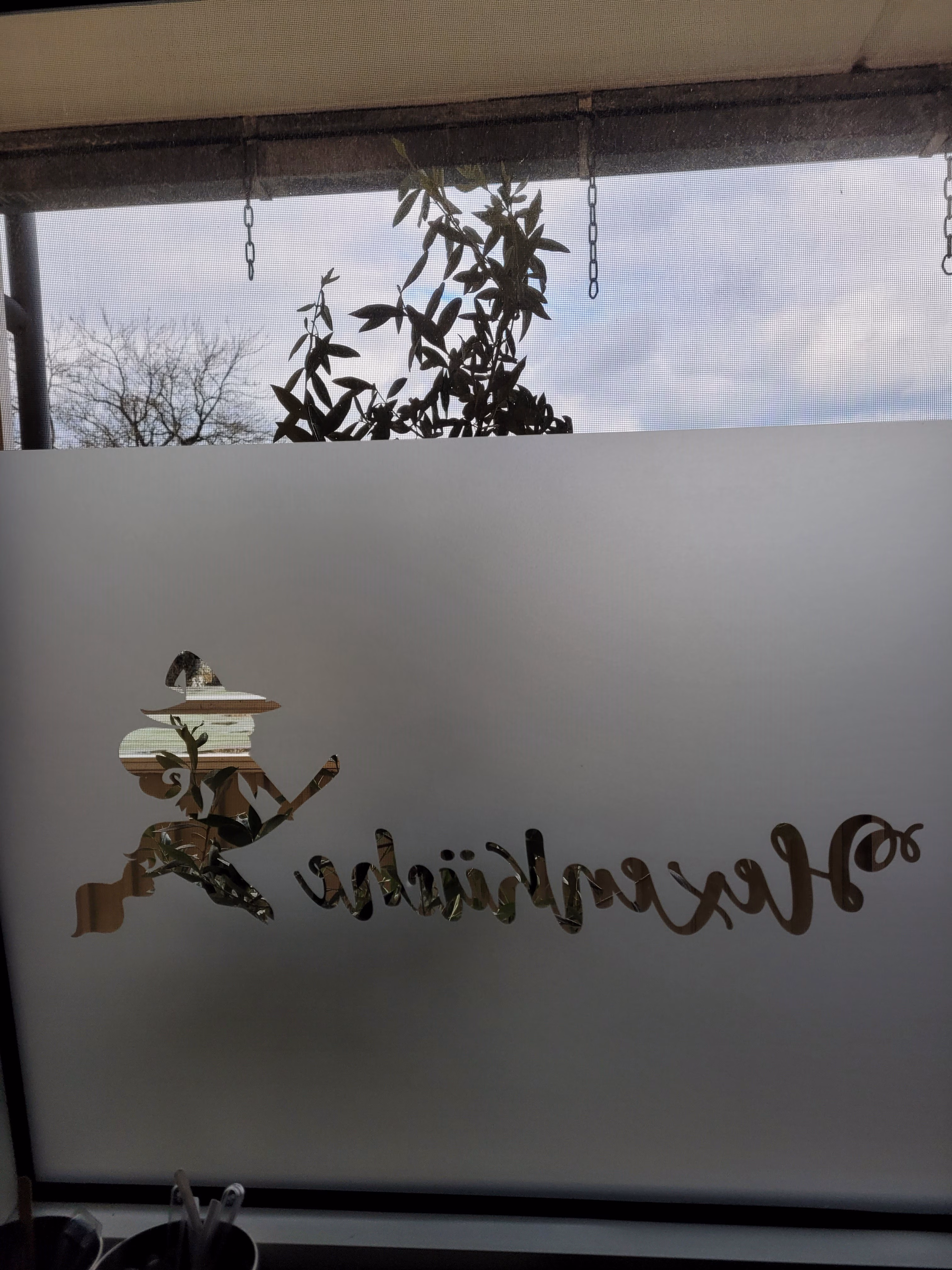 Glasdekor für Fenster, Hexenküche