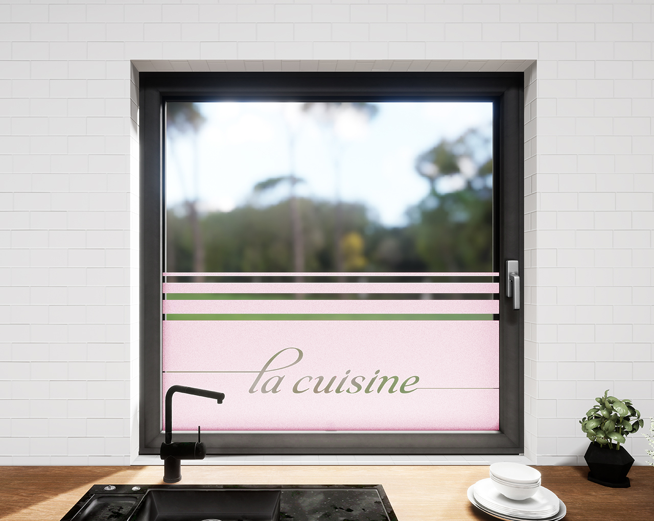 Glasdekor La cuisine pastell rosa matt