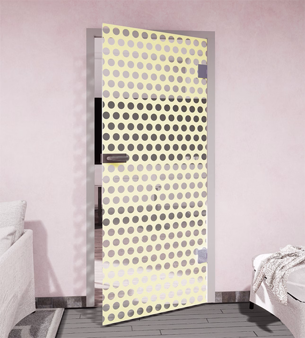 Glasdekor Mesh pastell gelb matt