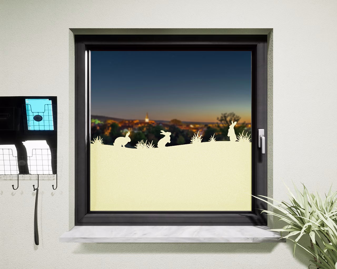 Glasdekor Hasen pastell gelb matt