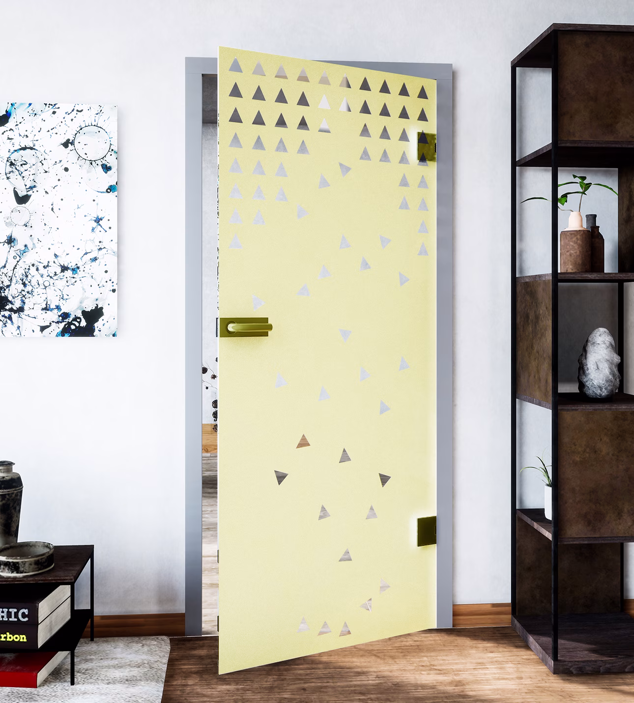 Glasdekor Asteroids pastell gelb matt