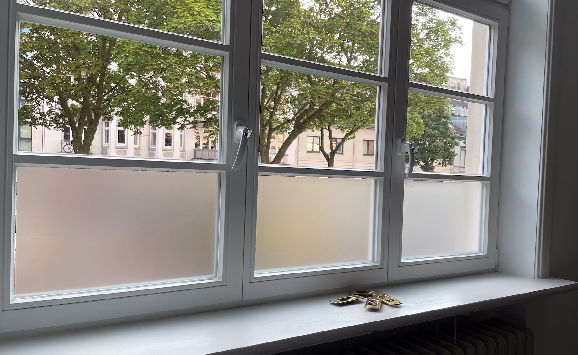 Sichtschutzfolie, Ätzglasdesign weiß matt