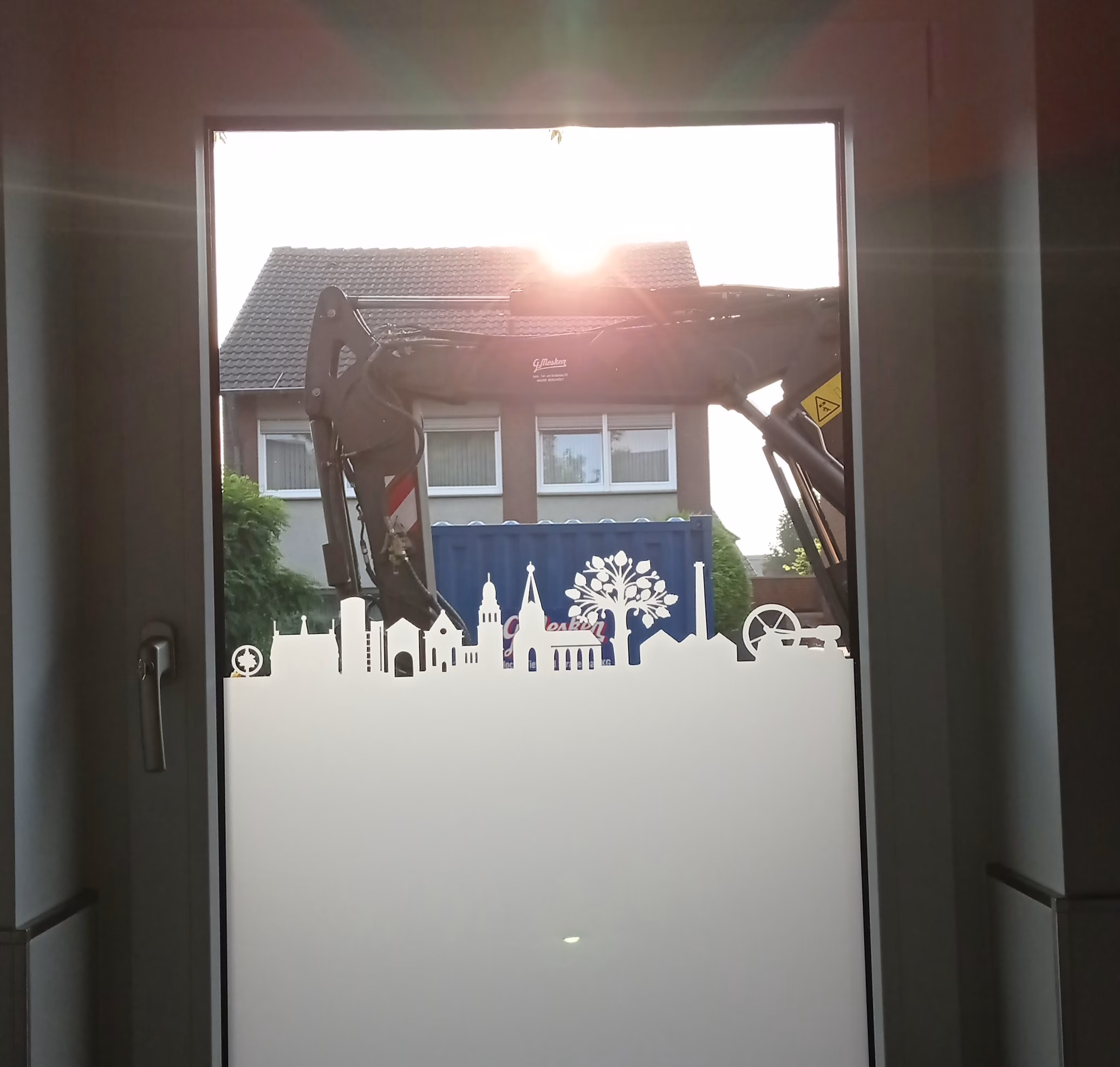 Glasdekor für Fenster, Skyline Bocholt