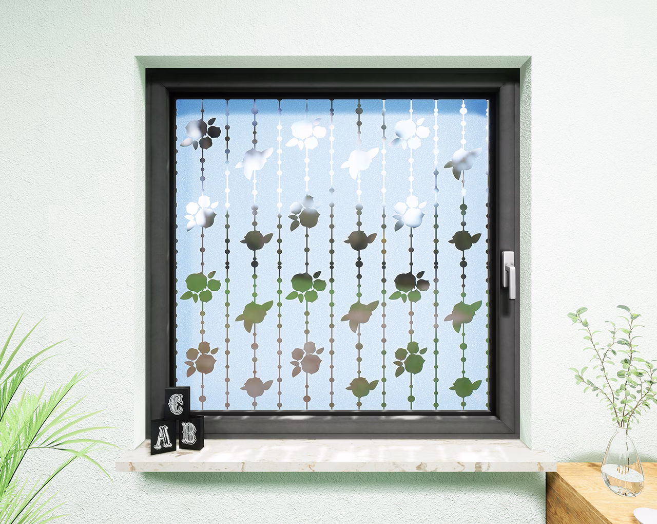 Glasdekor Rosenkugeln pastell blau matt