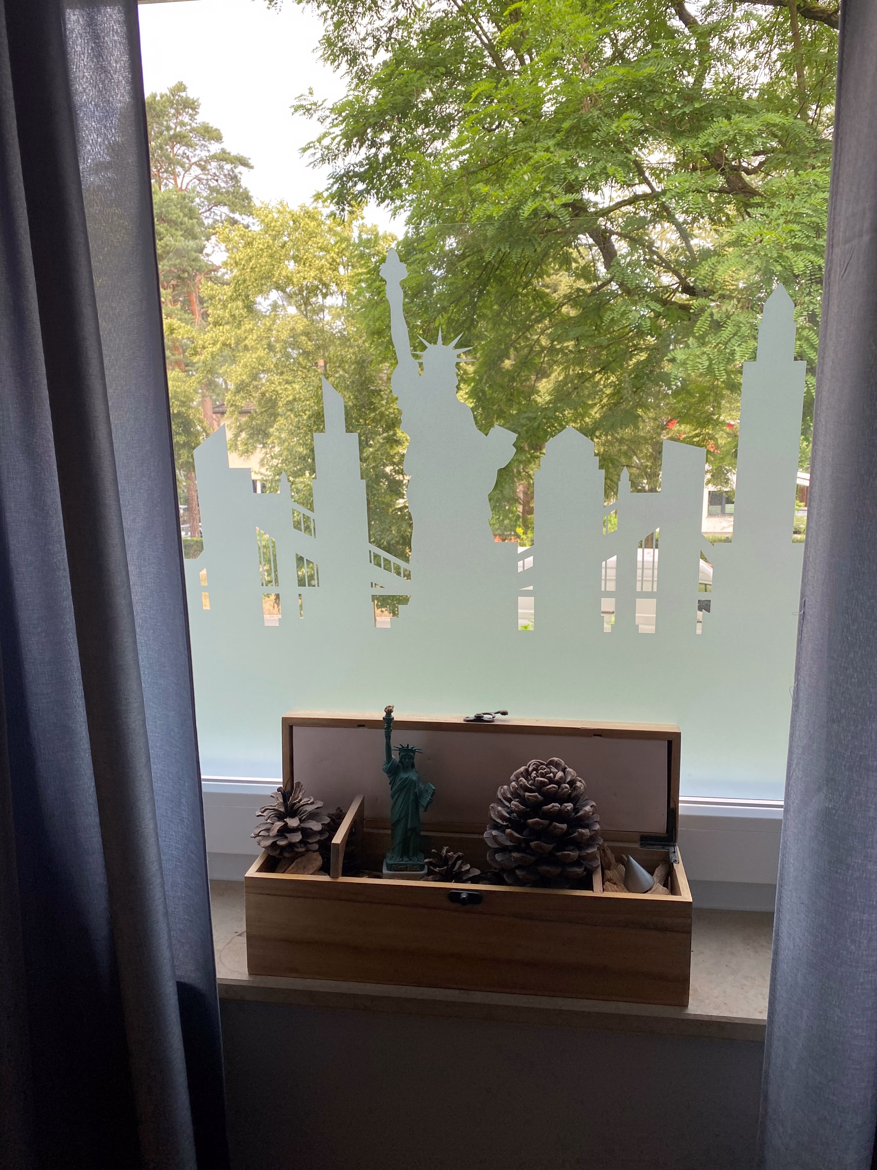 Glasdekor für Fenster, Skyline New York