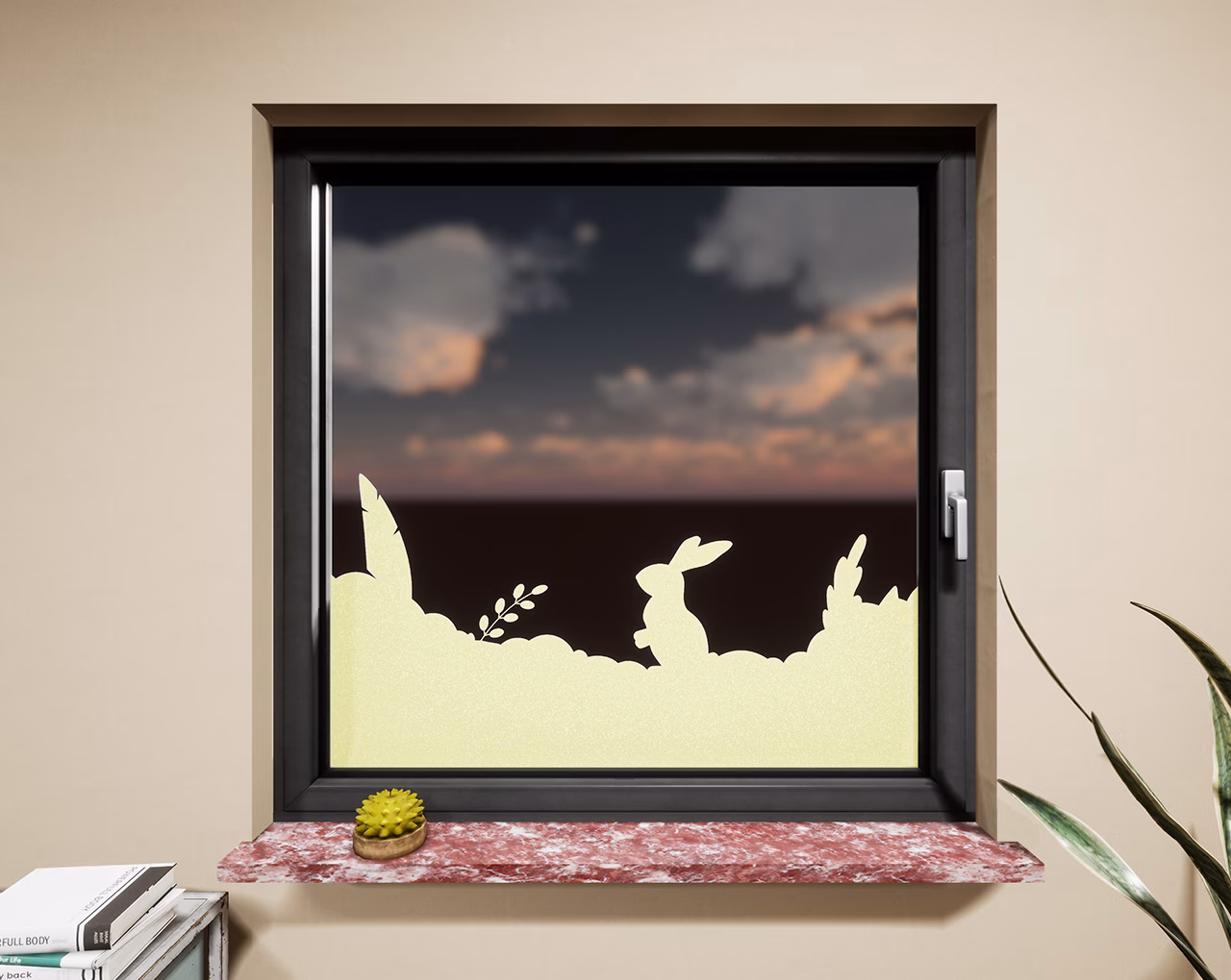 Glasdekor Hase pastell gelb matt