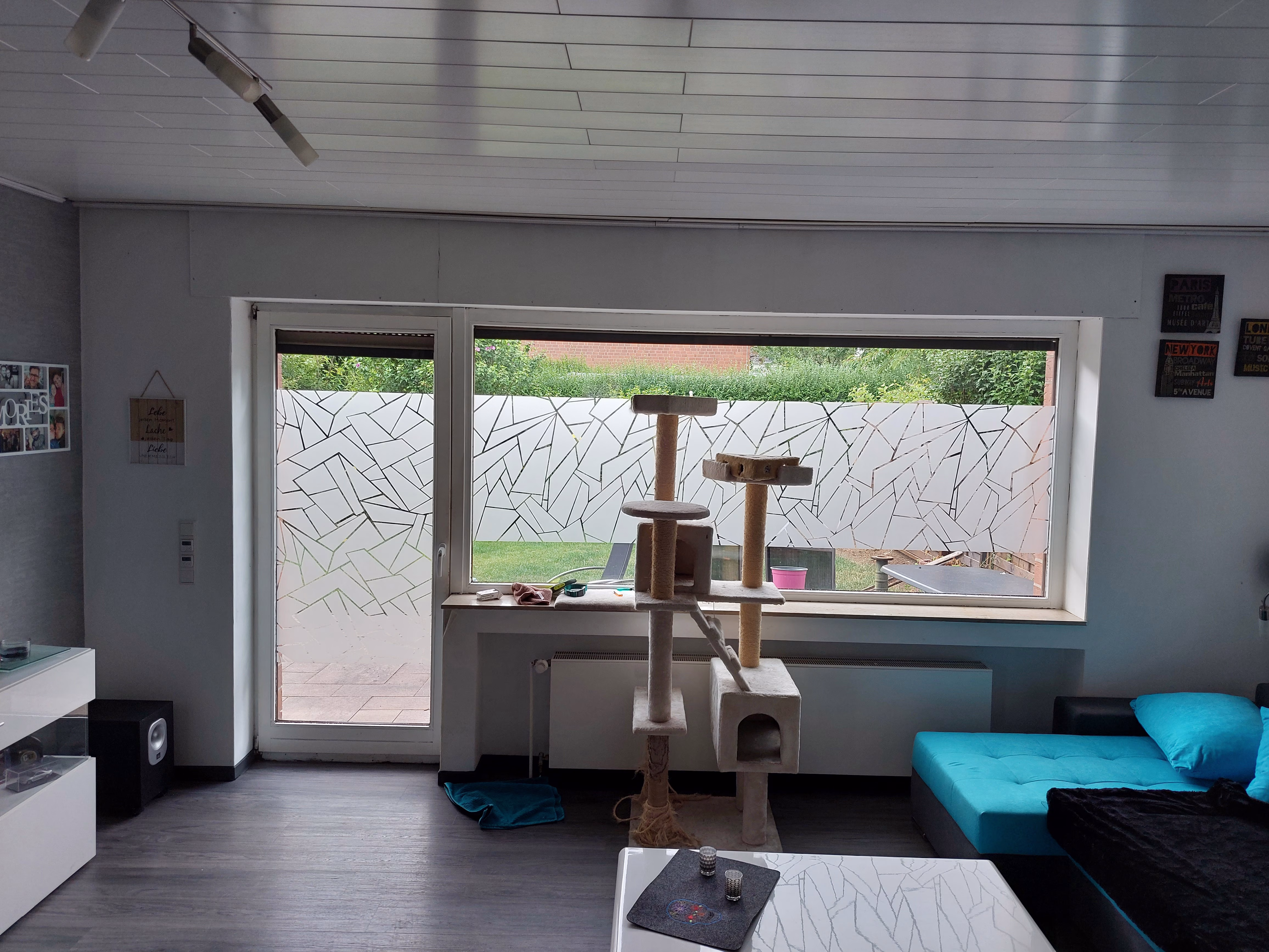 Bruchglasoptik Sichtschutzfolie weiß matt