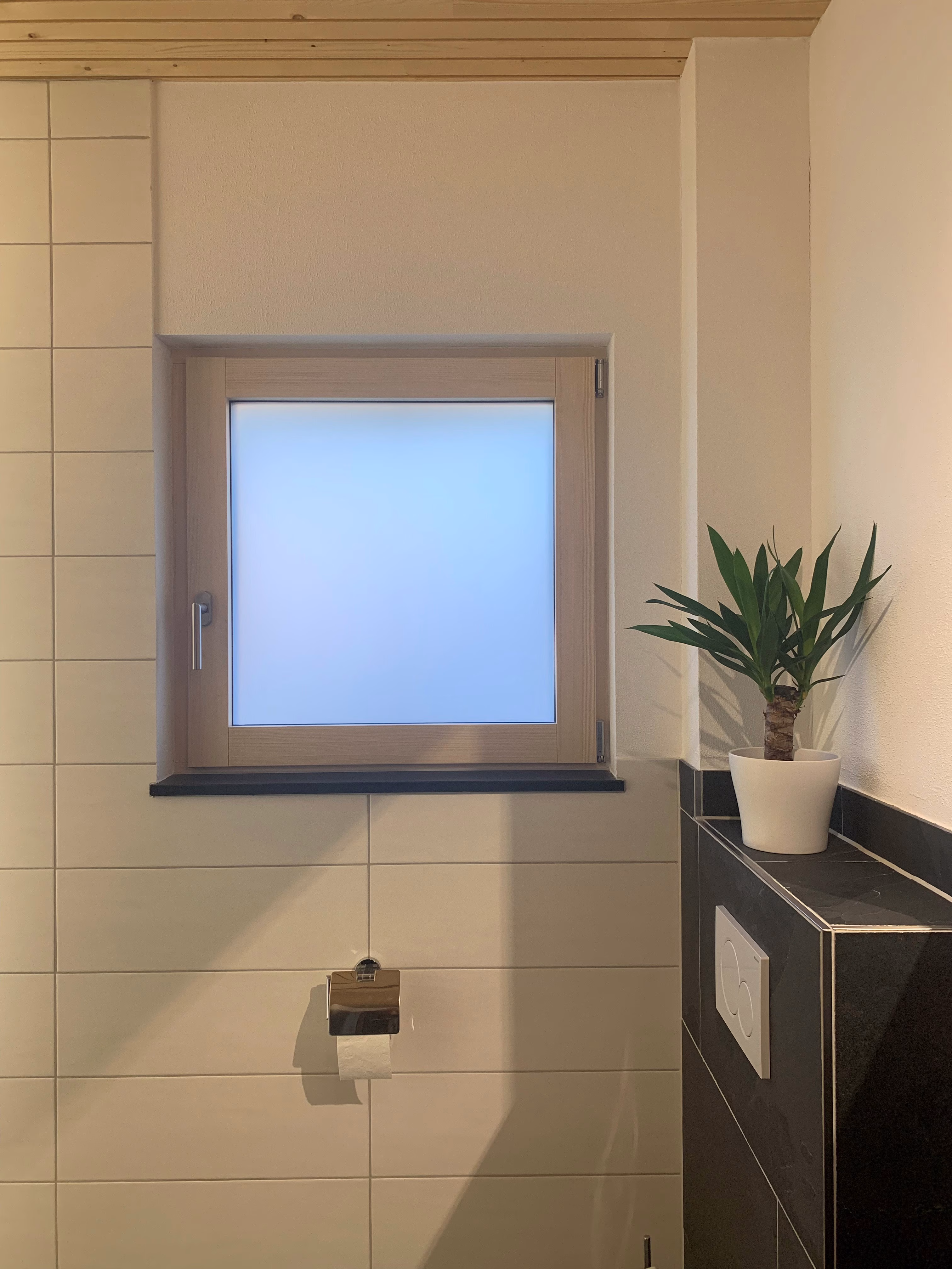 Milchglasfolie im Gäste WC sorgt für guten Sichtschutz