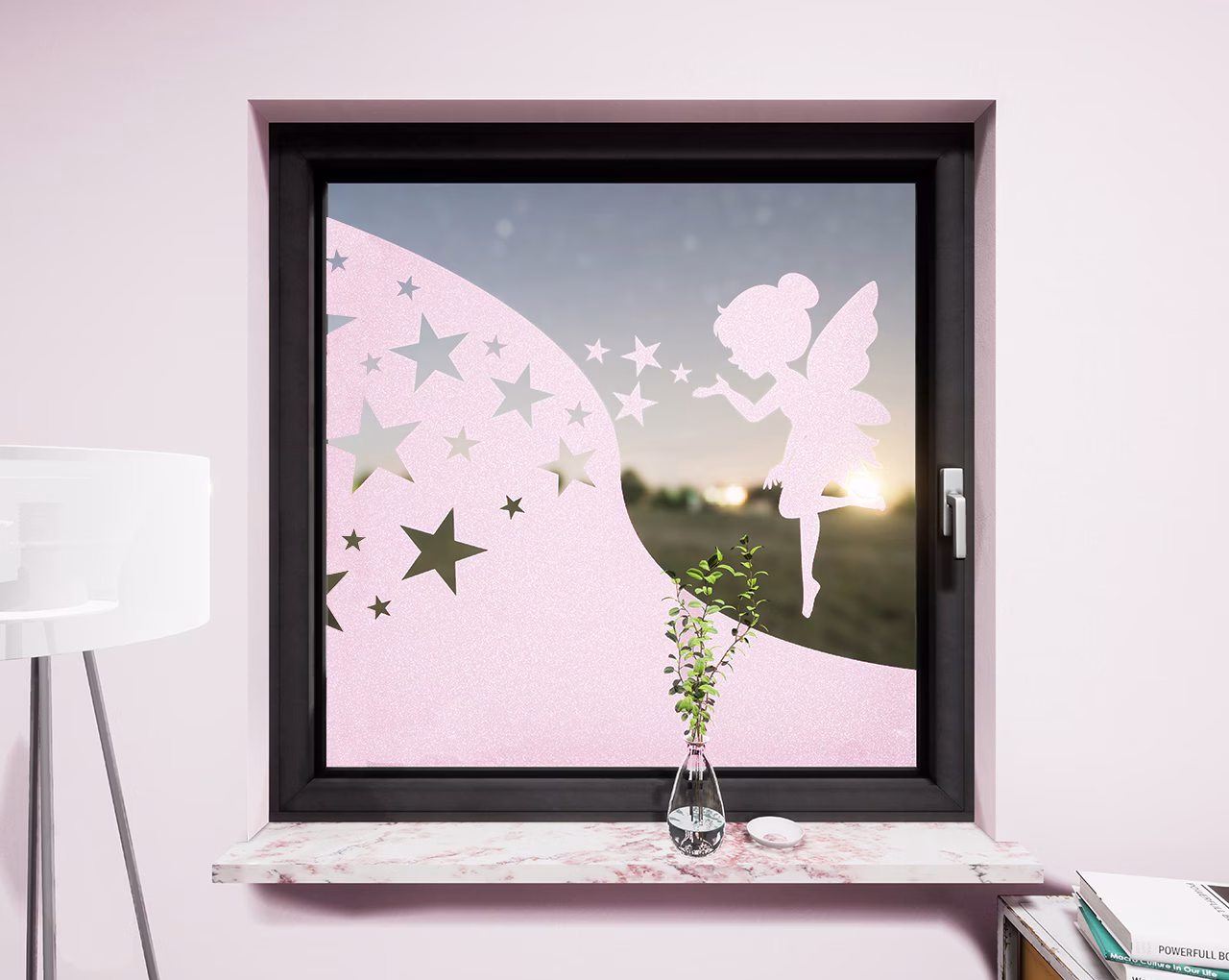 Glasdekor Fee pastell rosa matt