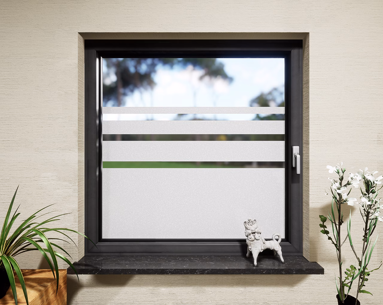 Glasdekor Streifen weiß matt