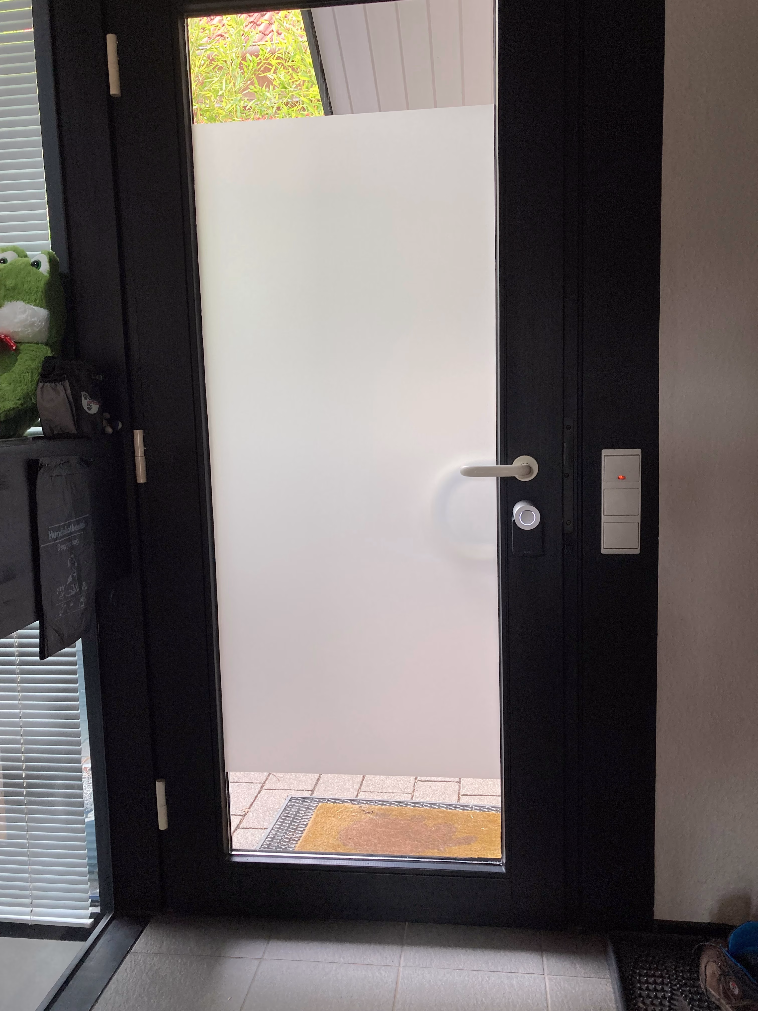 Sandstrahldesign Fensterfolie auf einer Haustür