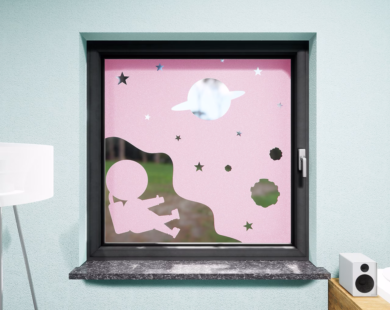 Glasdekor Astronaut pastell rosa matt