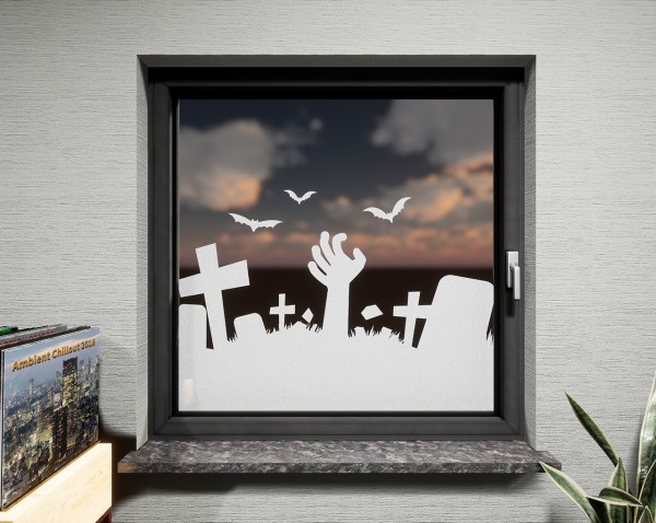 Glasdekor für Fenster, Grabstein
