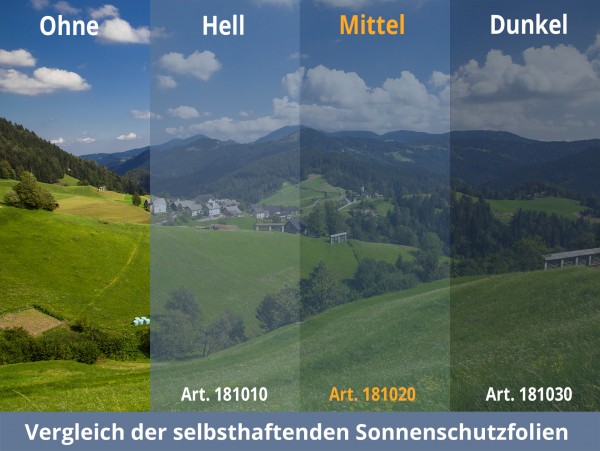 Sonnenschutzfolie, selbsthaftend, silber mittel verspiegelt