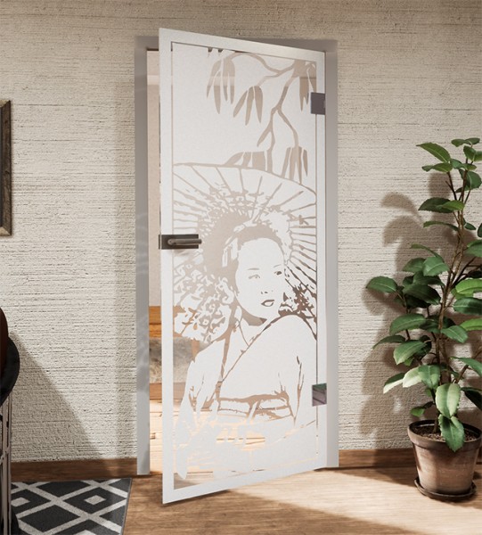 Glasdekor für Türen, Geisha