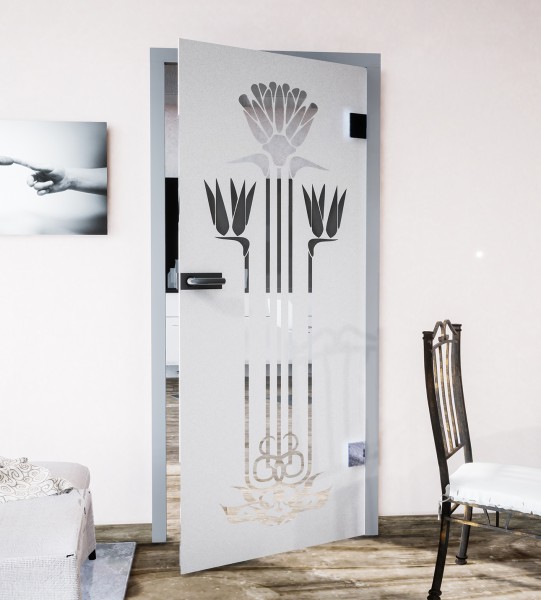 Glasdekor für Türen, Jugendstilblume