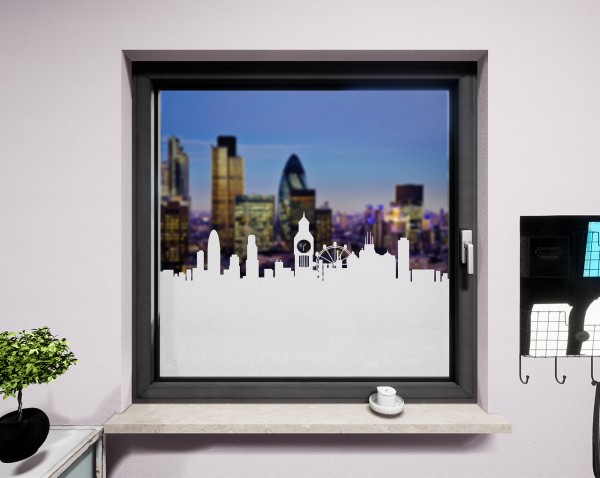 Glasdekor für Fenster, Skyline London
