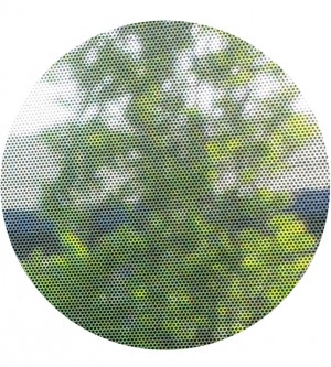 Sonnenschutzfolie, selbsthaftend, Mesh-Optik im Detail von Innen