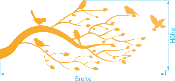 Fenstertattoo, Baum und Vögel