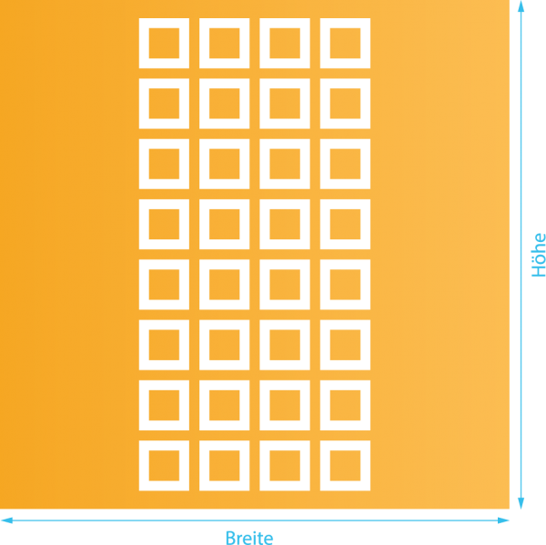Glasdekor für Fenster, Quadrate
