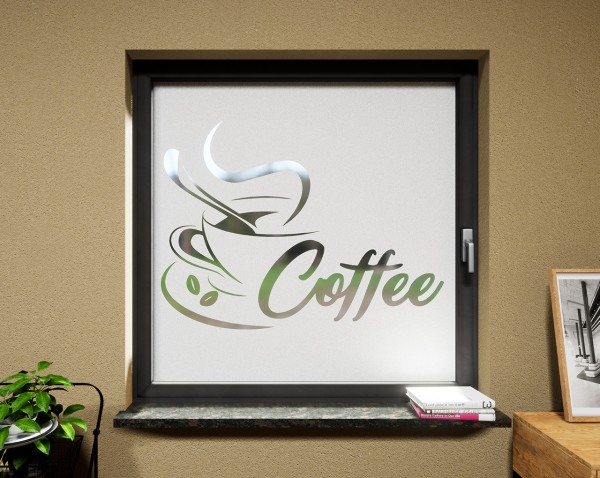 Glasdekor für Fenster, Kaffee