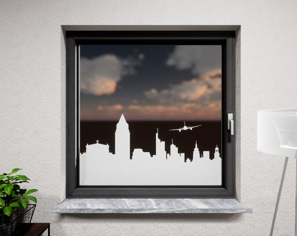 Glasdekor für Fenster, Skyline Frankfurt