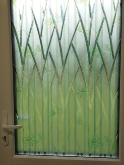 Adhäsionsfolie, transparent matt mit grünem Bambus (geprägt)